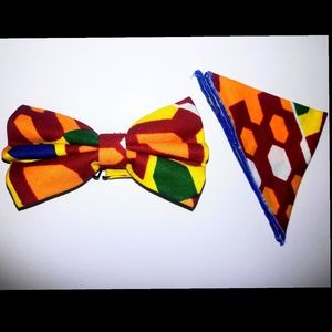 Handmade African Bowtie w/ Pocket Square